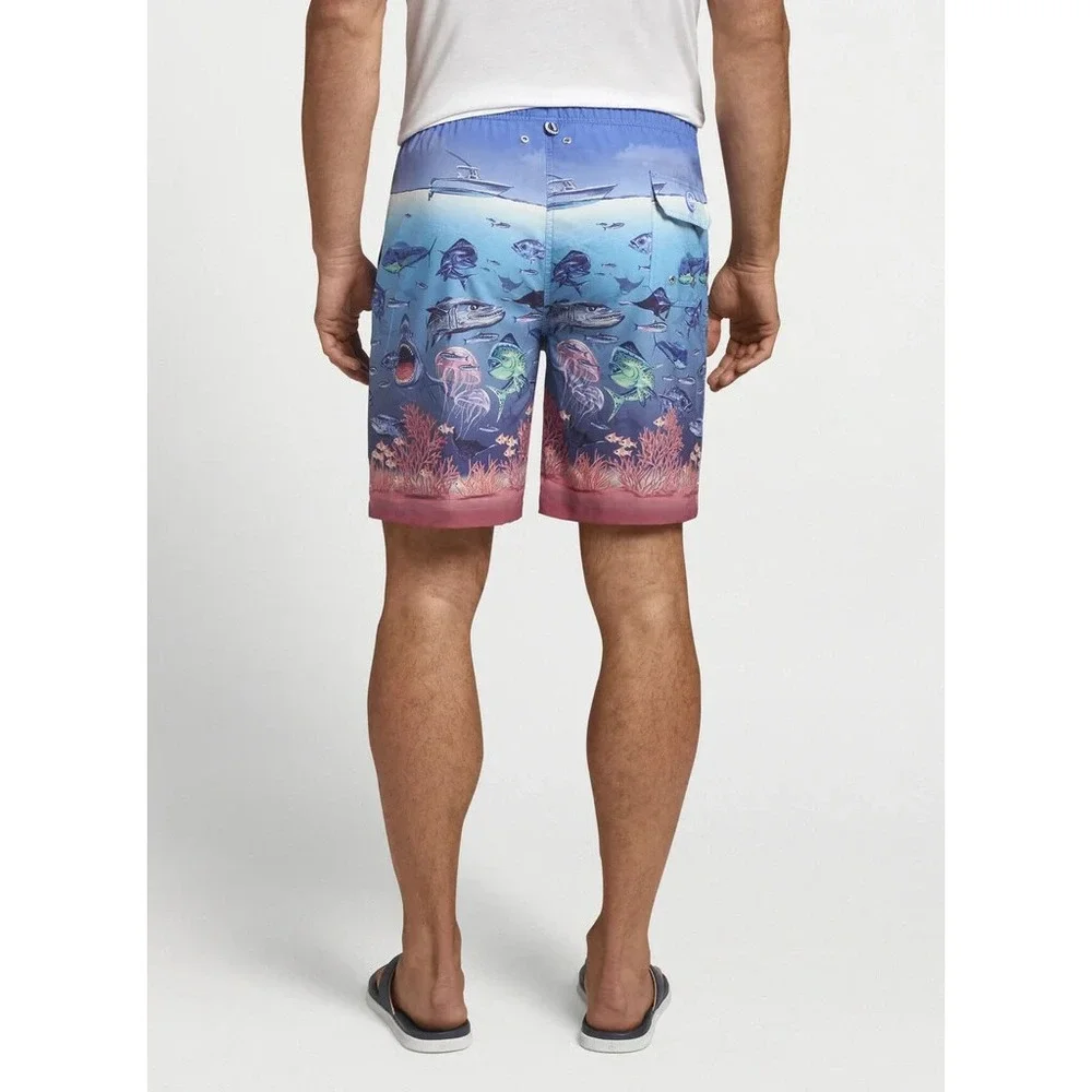 Peter Millar Men's Ocean Traffic Stretch Swim Trunks Size Medium M NEW $98‎